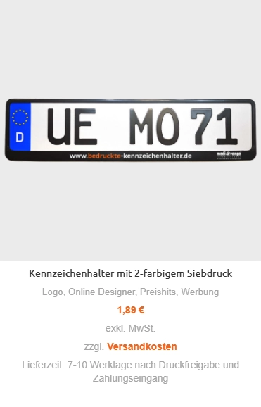 Kennzeichenhalter bedruckt
