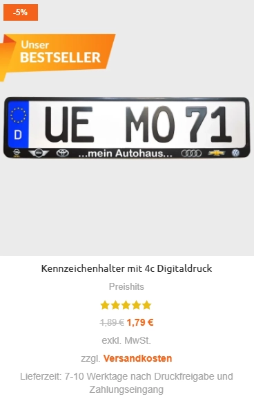 bedruckte Kennzeichenhalter