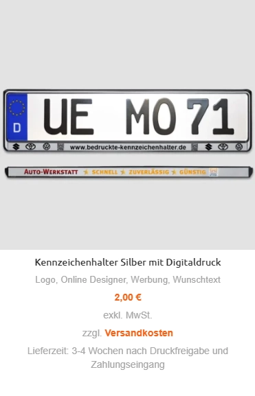 Kennzeichenhalter bedrucken