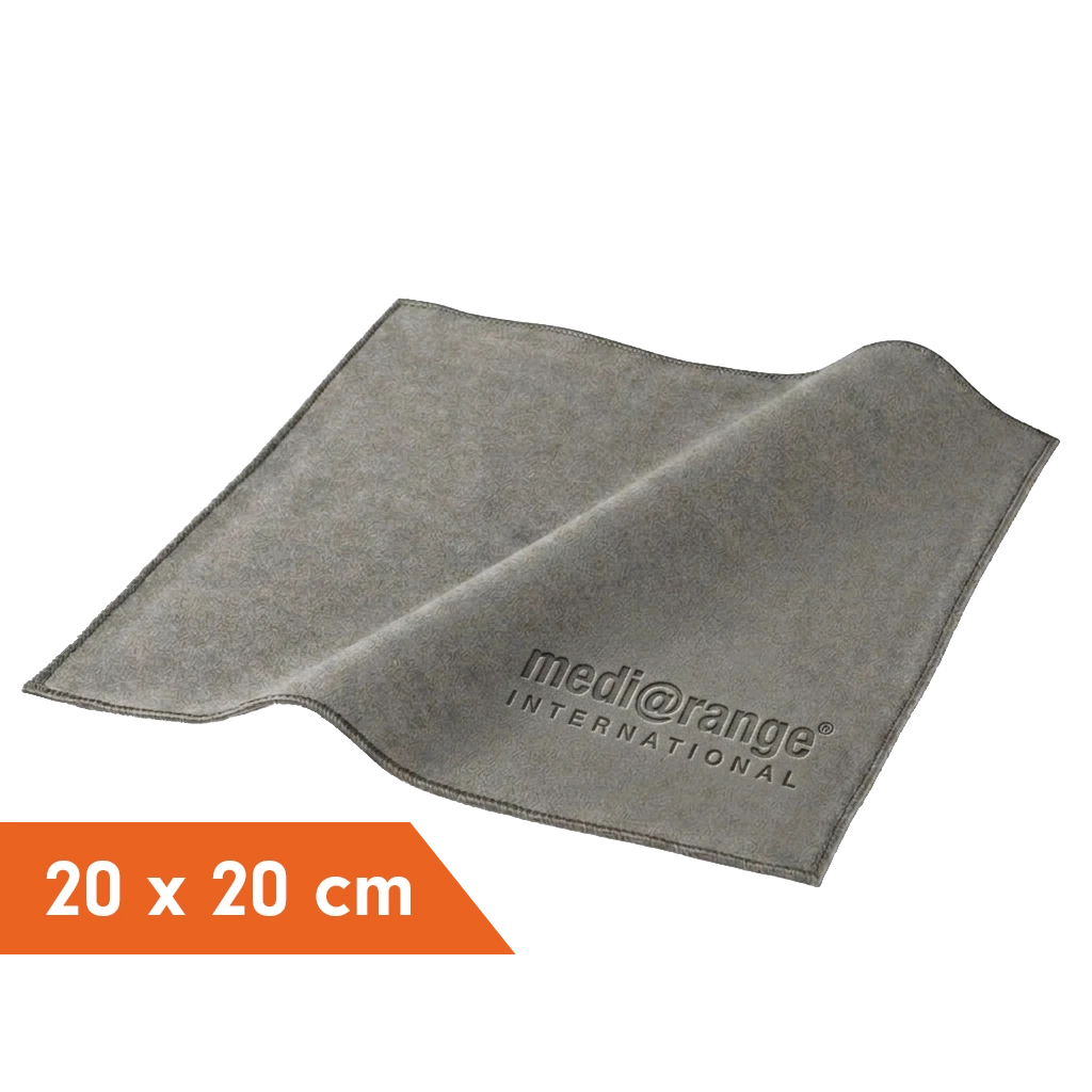 Microfaser-Praegetuch-Media-Orange-Logo-Grau-20x20 Microfaser-Prägetuch mit Prägung 20x20cm